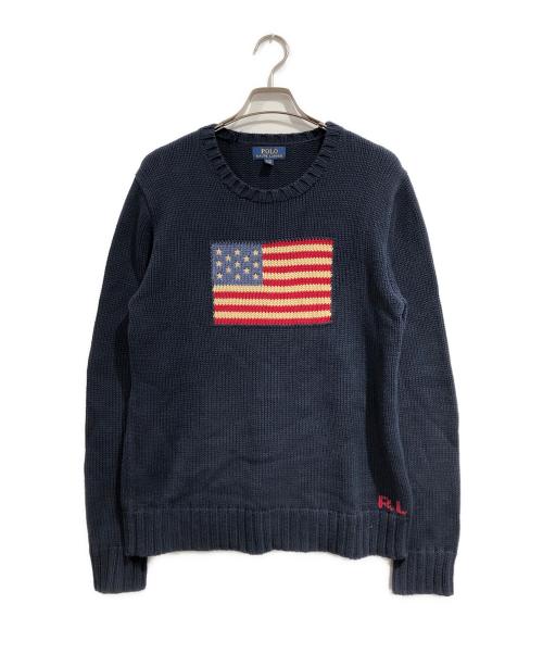 POLO RALPH LAUREN（ポロ・ラルフローレン）POLO RALPH LAUREN (ポロ・ラルフローレン) 星条旗ニット ネイビー サイズ:SIZE XLの古着・服飾アイテム