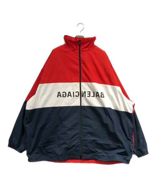 BALENCIAGA（バレンシアガ）BALENCIAGA (バレンシアガ) 反転ロゴプリントトラックジャケット レッド サイズ:SIZE XLの古着・服飾アイテム