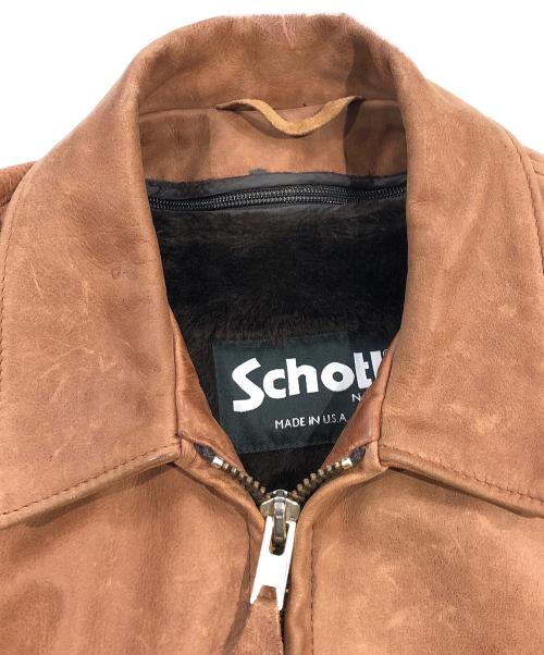 Schott（ショット）Schott (ショット) 643 シングルライダースジャケット ブラウン サイズ:SIZE 38の古着・服飾アイテム