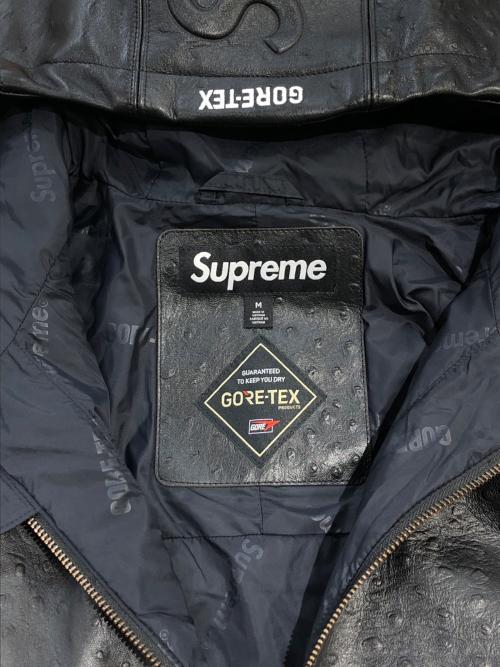 SUPREME（シュプリーム）Supreme (シュプリーム) Ostrich Embosssed Leather Jacket ブラック サイズ:SIZE Mの古着・服飾アイテム