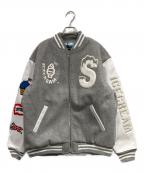 WIND AND SEA×ICE CREAMウィンダンシー×アイスクリーム）の古着「VARSITY JACKET」｜グレー×ホワイト