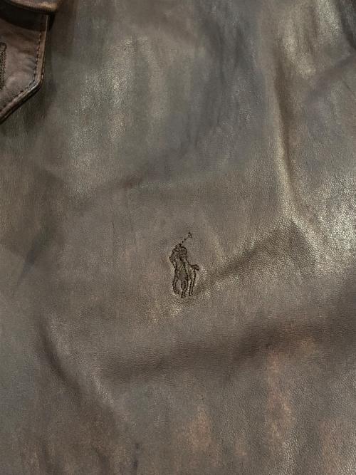 POLO RALPH LAUREN（ポロ・ラルフローレン）POLO RALPH LAUREN (ポロ・ラルフローレン) ポニー刺繍 レザージャケット ブラウン サイズ:SIZE XXLの古着・服飾アイテム