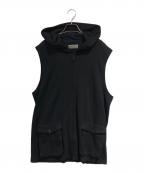 Yohji Yamamoto pour hommeヨウジヤマモト プールオム）の古着「ジップアップフーディベスト」｜ブラック
