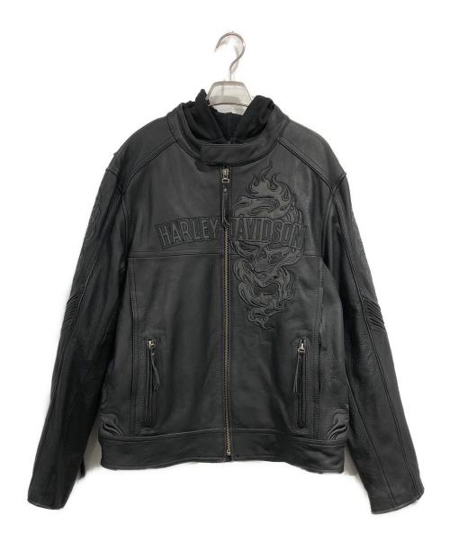 HARLEY-DAVIDSON（ハーレーダビッドソン）HARLEY-DAVIDSON (ハーレーダビッドソン) ライダースジャケット ブラック サイズ:SIZE Lの古着・服飾アイテム