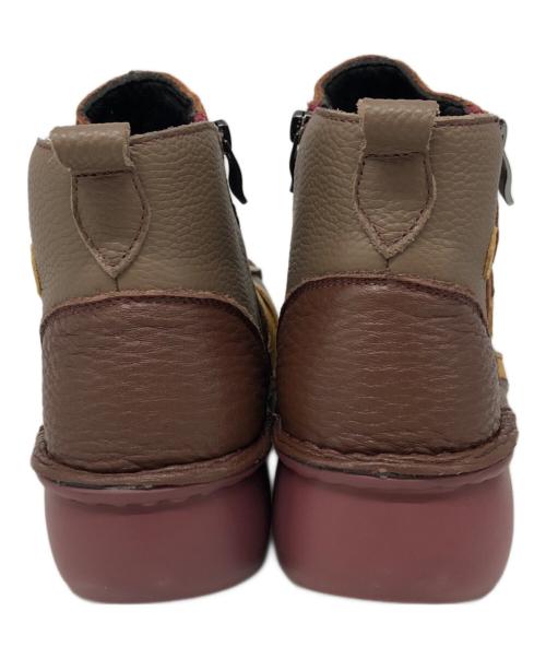 estacion（エスタシオン）ESTACION (エスタシオン) レザーパッチワークジップショートブーツ ブラウン サイズ:SIZE Lの古着・服飾アイテム