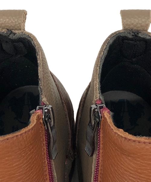 estacion（エスタシオン）ESTACION (エスタシオン) レザーパッチワークジップショートブーツ ブラウン サイズ:SIZE Lの古着・服飾アイテム