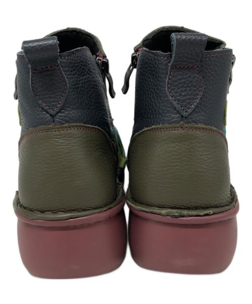 estacion（エスタシオン）ESTACION (エスタシオン) レザーパッチワークジップショートブーツ ネイビー サイズ:SIZE LLの古着・服飾アイテム