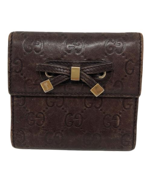 GUCCI（グッチ）GUCCI (グッチ) プリンシー 2つ折り財布 ブラウンの古着・服飾アイテム