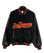 Majestic×MLBマジェスティック×エムエルビー）の古着「袖レザー スタジアムジャケット」｜ブラック