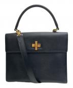 CELINEセリーヌ）の古着「ロゴプレートターンロックハンドバッグ」｜ブラック