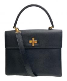 CELINE（セリーヌ）の古着「ロゴプレートターンロックハンドバッグ」｜ブラック