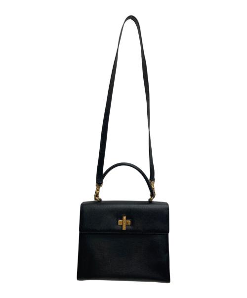 CELINE（セリーヌ）CELINE (セリーヌ) ロゴプレートターンロックハンドバッグ ブラックの古着・服飾アイテム