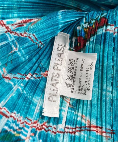 PLEATS PLEASE（プリーツプリーズ）PLEATS PLEASE (プリーツプリーズ) ジェットコースタープリントプリーツブラウス ブルー サイズ:3の古着・服飾アイテム
