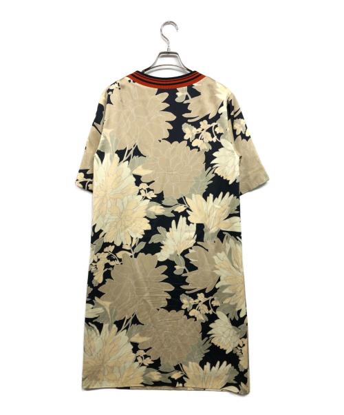 DRIES VAN NOTEN（ドリスヴァンノッテン）DRIES VAN NOTEN (ドリスヴァンノッテン) Floral Printed T-shirt Dress ブラック×ベージュ サイズ:38の古着・服飾アイテム