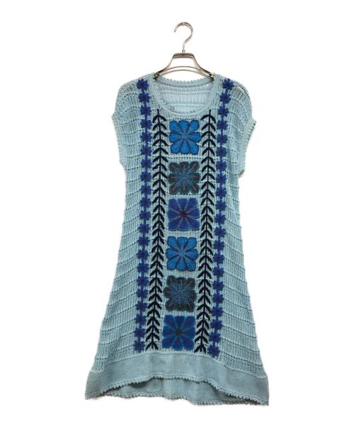 TOKUKO1erVOL（トクコプルミエヴォル）TOKUKO1erVOL (トクコプルミエヴォル) フラワーレースワンピース ブルー サイズ:9の古着・服飾アイテム