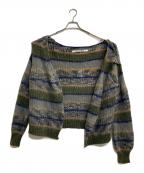PERVERZEパーバーズ）の古着「Stripe Mohair Wide Cardigan」｜グレー