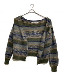 PERVERZE（パーバーズ）の古着「Stripe Mohair Wide Cardigan」｜グレー