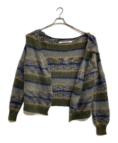 PERVERZE（パーバーズ）PERVERZE (パーバーズ) Stripe Mohair Wide Cardigan グレー サイズ:ＦＲＥＥの古着・服飾アイテム