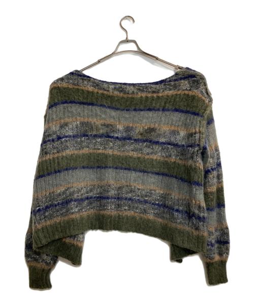PERVERZE（パーバーズ）PERVERZE (パーバーズ) Stripe Mohair Wide Cardigan グレー サイズ:ＦＲＥＥの古着・服飾アイテム