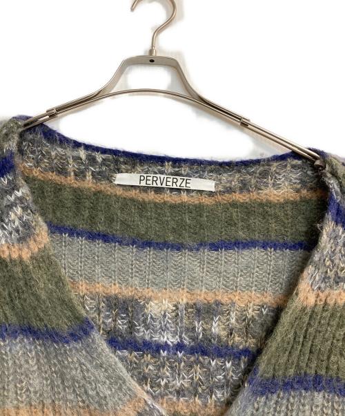 PERVERZE（パーバーズ）PERVERZE (パーバーズ) Stripe Mohair Wide Cardigan グレー サイズ:ＦＲＥＥの古着・服飾アイテム