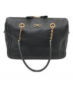 Salvatore Ferragamoサルヴァトーレ フェラガモ）の古着「Fanya Leather Chain Handle Bag」｜ブラック