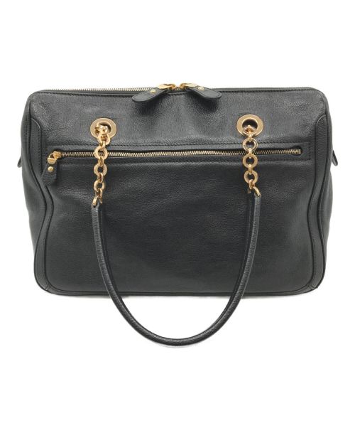 Salvatore Ferragamo（サルヴァトーレ フェラガモ）Salvatore Ferragamo (サルヴァトーレ フェラガモ) Fanya Leather Chain Handle Bag ブラックの古着・服飾アイテム
