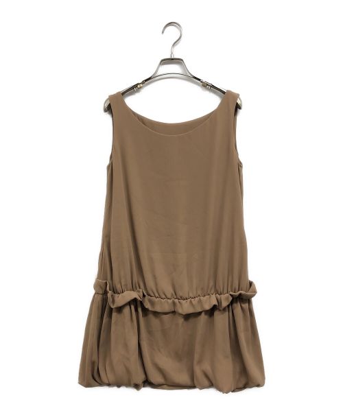 FOXEY NEWYORK（フォクシーニューヨーク）FOXEY NEWYORK (フォクシーニューヨーク) ノースリーブミニ丈ワンピース ベージュ サイズ:40の古着・服飾アイテム