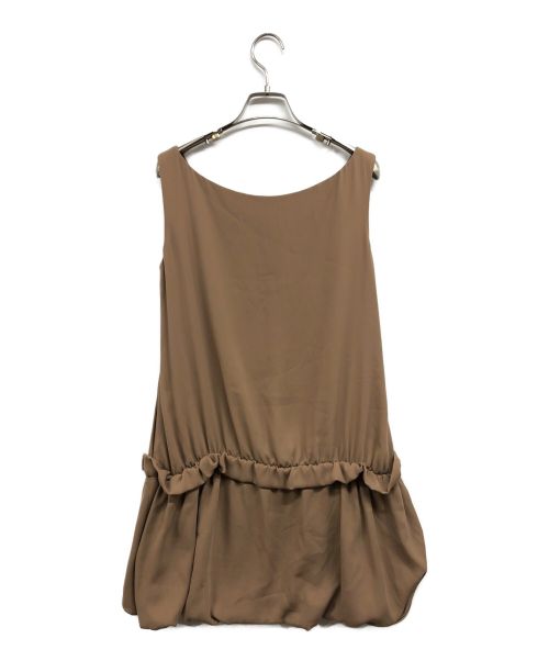 FOXEY NEWYORK（フォクシーニューヨーク）FOXEY NEWYORK (フォクシーニューヨーク) ノースリーブミニ丈ワンピース ベージュ サイズ:40の古着・服飾アイテム