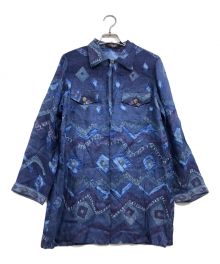 LEONARD（レオナール）の古着「総柄リネンシルクトッパーシャツ」｜ネイビー