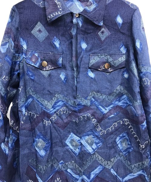 LEONARD（レオナール）LEONARD (レオナール) 総柄リネンシルクトッパーシャツ ネイビー サイズ:9Rの古着・服飾アイテム