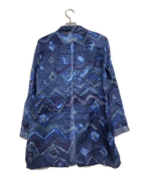 LEONARD（レオナール）LEONARD (レオナール) 総柄リネンシルクトッパーシャツ ネイビー サイズ:9Rの古着・服飾アイテム