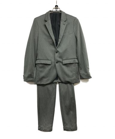 【美品】アディダス　ポリエステル　スーツ　セットアップ　グレー　ストライプ 中古・古着通販】adidas (アディダス) ストライプセットアップスーツ