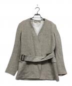 INSCRIREアンスクリア）の古着「リネンベルト付きジャケット」｜ベージュ