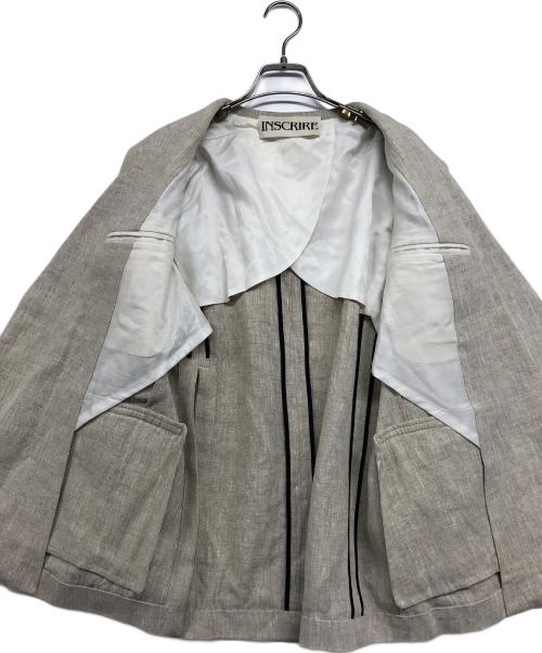 INSCRIRE（アンスクリア）INSCRIRE (アンスクリア) リネンベルト付きジャケット ベージュ サイズ:38の古着・服飾アイテム