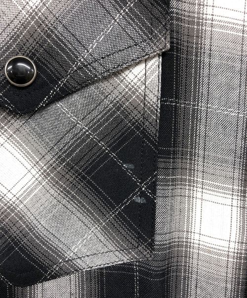 CELINE（セリーヌ）CELINE (セリーヌ) オンブレチェック ウエスタンシャツ ホワイト×ブラック サイズ:Sの古着・服飾アイテム