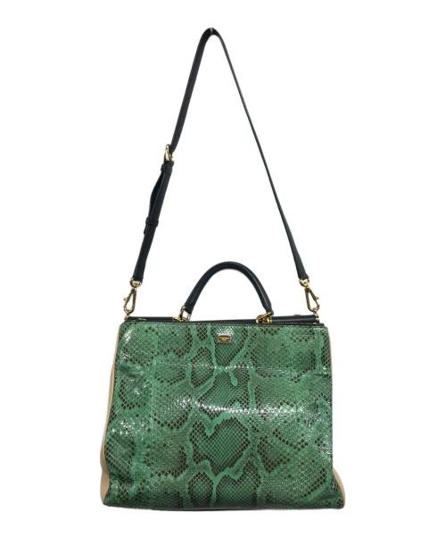 DOLCE & GABBANA（ドルチェ＆ガッバーナ）DOLCE & GABBANA (ドルチェ＆ガッバーナ) パイソンレザーバッグ グリーンの古着・服飾アイテム