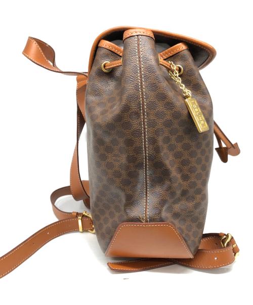 CELINE（セリーヌ）CELINE (セリーヌ) フロントベルト ロゴチャーム PVC レザー バッグパック リュック ブラウンの古着・服飾アイテム