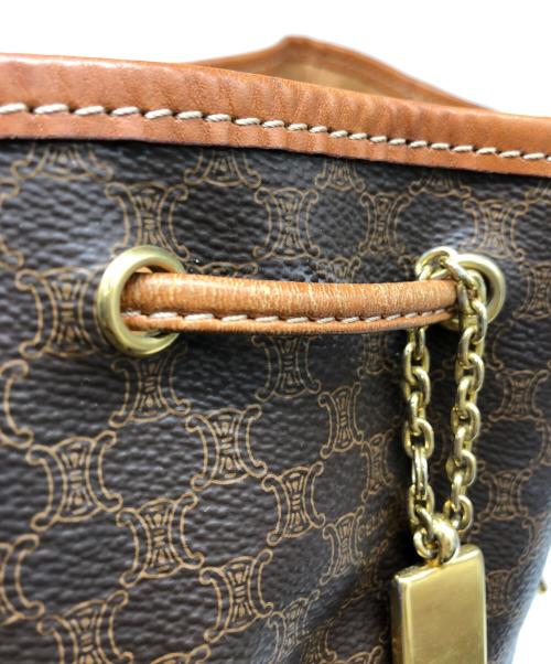 CELINE（セリーヌ）CELINE (セリーヌ) フロントベルト ロゴチャーム PVC レザー バッグパック リュック ブラウンの古着・服飾アイテム