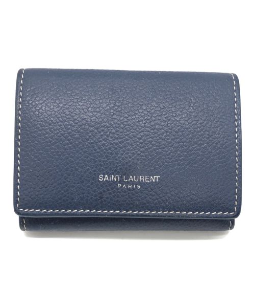 Saint Laurent Paris（サンローランパリ）Saint Laurent Paris (サンローランパリ) コンパクトウォレット ネイビーの古着・服飾アイテム