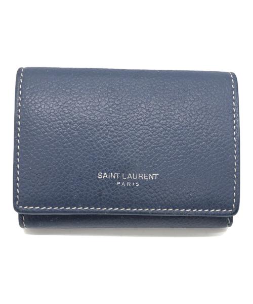 Saint Laurent Paris（サンローランパリ）Saint Laurent Paris (サンローランパリ) コンパクトウォレット ネイビーの古着・服飾アイテム