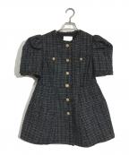 CELFORDセルフォード）の古着「ペプラムハーフスリーブジャケット」｜ブラック