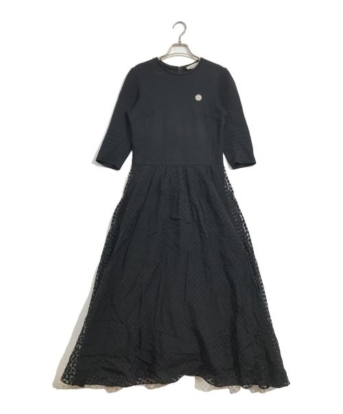 BORDERS at BALCONY（ボーダーズアットバルコニー）BORDERS AT BALCONY (ボーダーズアットバルコニー) POLKA DOT MIDI DRESS ブラック サイズ:36の古着・服飾アイテム