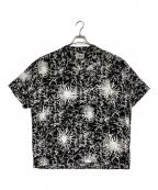 CALEEキャリー）の古着「R/P BATIK PATTERN OPEN COLLAR SH」｜ホワイト×ブラック