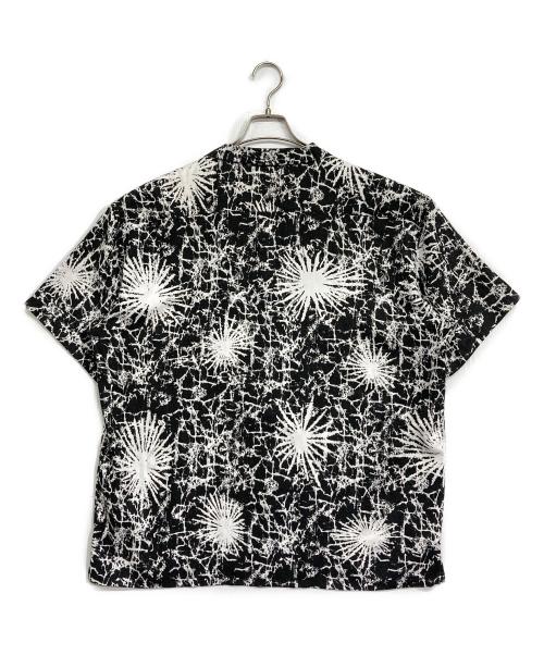 CALEE（キャリー）CALEE (キャリー) R/P BATIK PATTERN OPEN COLLAR SH ホワイト×ブラック サイズ:Lの古着・服飾アイテム