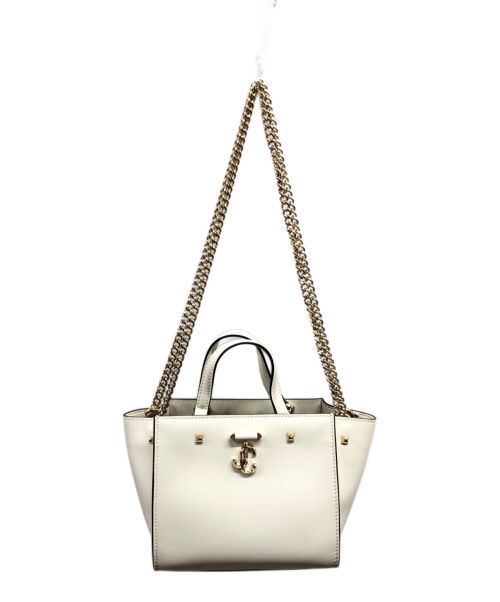 JIMMY CHOO（ジミーチュウ）JIMMY CHOO (ジミーチュウ) ホワイトレザーバレンヌトートバッグ ホワイトの古着・服飾アイテム