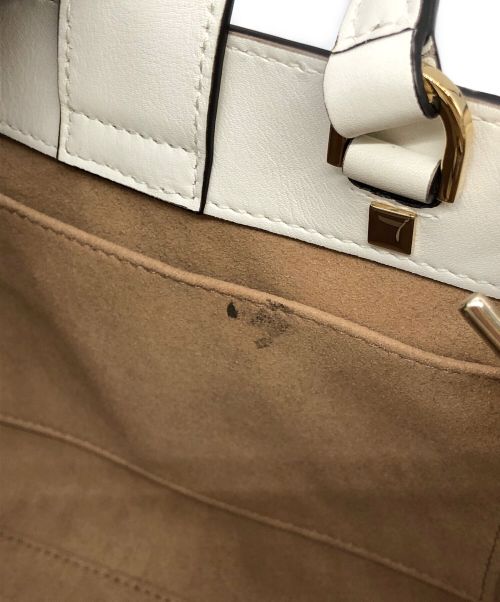 JIMMY CHOO（ジミーチュウ）JIMMY CHOO (ジミーチュウ) ホワイトレザーバレンヌトートバッグ ホワイトの古着・服飾アイテム