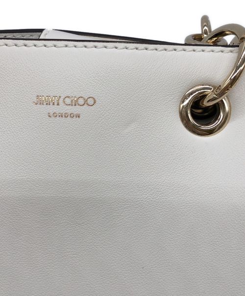 JIMMY CHOO（ジミーチュウ）JIMMY CHOO (ジミーチュウ) ボンボンスモールトートバッグ ホワイトの古着・服飾アイテム