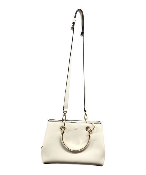 JIMMY CHOO（ジミーチュウ）JIMMY CHOO (ジミーチュウ) ボンボンスモールトートバッグ ホワイトの古着・服飾アイテム