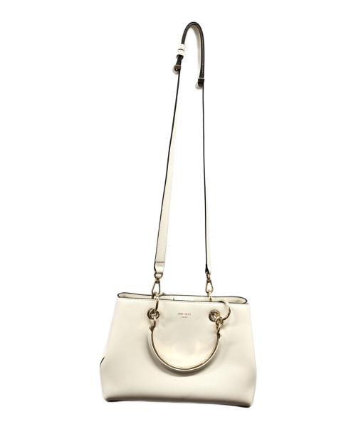 JIMMY CHOO（ジミーチュウ）JIMMY CHOO (ジミーチュウ) ボンボンスモールトートバッグ ホワイトの古着・服飾アイテム