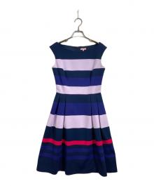 TOCCA（トッカ）の古着「変則ボーダーワンピース」｜パープル×ネイビー